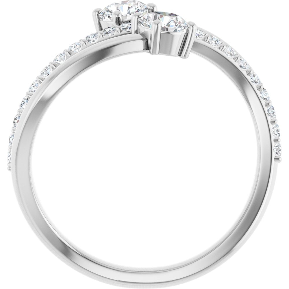 14K 3/4 CTW Lab-Grown Diamond Two-Stone Ring