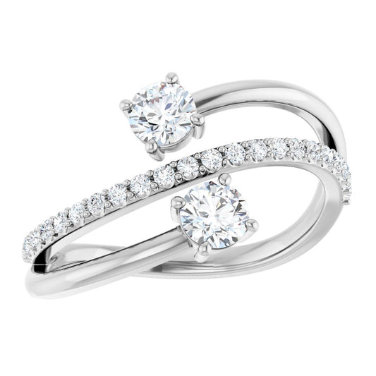 14K 3/4 CTW Lab-Grown Diamond Two-Stone Ring