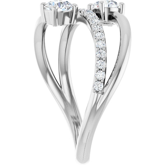 14K 3/4 CTW Lab-Grown Diamond Two-Stone Ring