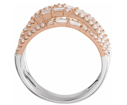 14K White/Rose 1 CTW Natural Diamond Negative Space Ring